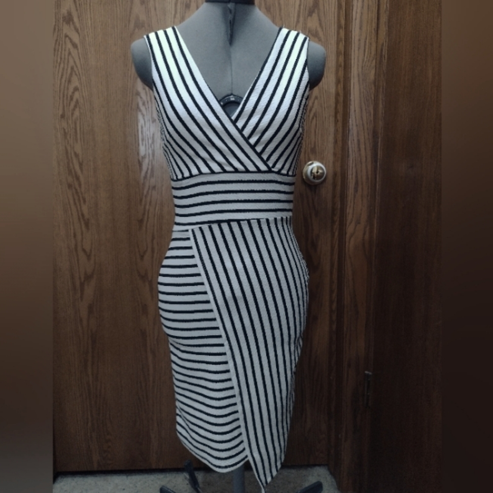 Almost Famous Small Black and White Striped Dress